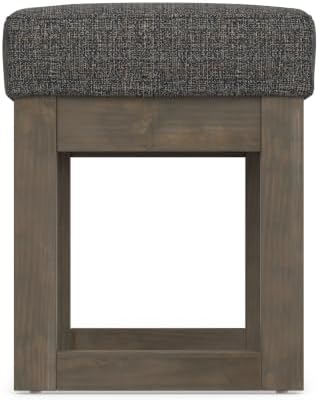 SIMPLIHOME Milltown 27" Wide Tweed Rectangle Ottoman in Ebony