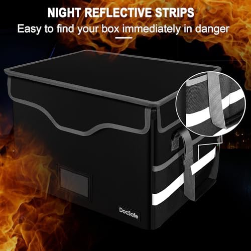DocSafe Fireproof Document Box with Lock, File Storage Organizer with Mesh Po...
