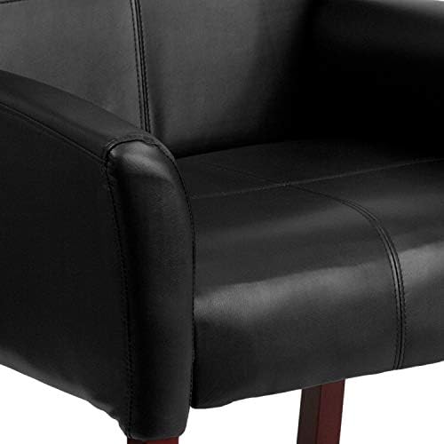 Flash Furniture LeatherSoft Reception Chair, Black/Mahogany