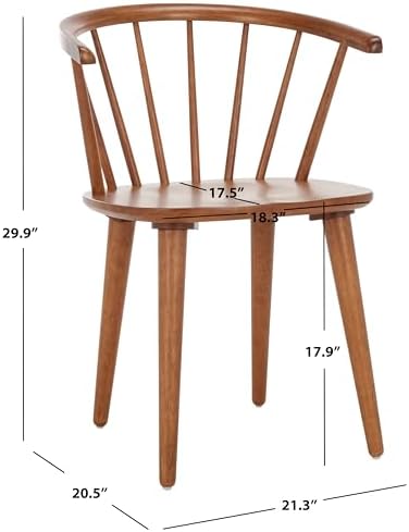 SAFAVIEH Blanchard Wood Accent Chair Set of 2, 17.9" Seat Honey AMH8512M