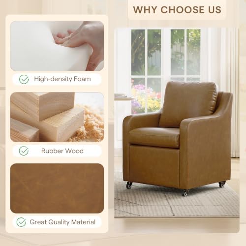 Dining Chair with Wheels, Modern Upholstered Dining Room Chair