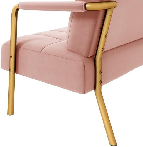 Yaheetech 30" Velvet Sofa Chair Accent Sofa with Gold Metal Leg, Pink