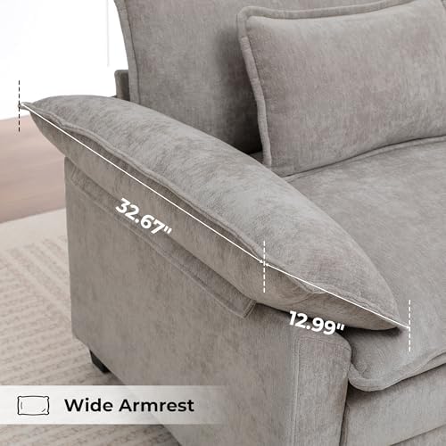 Oversized Accent Chair,Modern Chenille Cloud Sofa Chair with Deep Seat,Uphols...