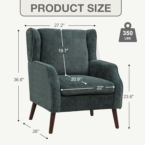 Accent Chair for Living Room,Mid Century Modern Wingback Chair for Bedroom,Up...