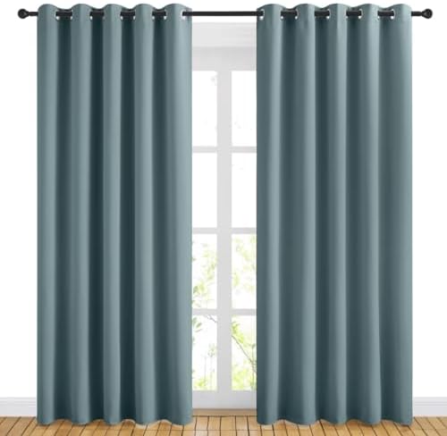 NICETOWN Blackout Greyish Blue Curtains for Sliding Glass Door 2 Panels - The...