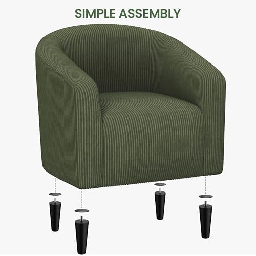 Yaheetech Compact Corduroy Accent Chairs Set of 2 for Bedroom, Dark Green