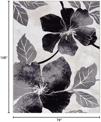 CAMILSON Solana Modern Floral 6'7" x 9'0" Area Rugs Non-Ski...