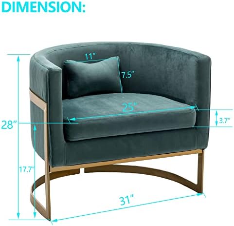 Velvet Barrel Accent Chair Lake Blue with Gold Legs