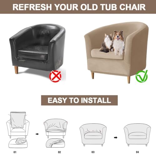 Velvet Club Chair Slipcover 2 Piece Swivel Barrel Chair Covers Slipcover Tub ...