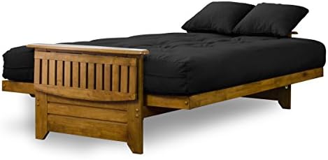 Nirvana Futons Brentwood Tray Arm Futon Frame, Drawers, and Black Mattress Se...