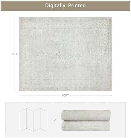 8x10 Washable Area Rugs for Living Room,Bedroom,Dining Room(Concrete Grey)