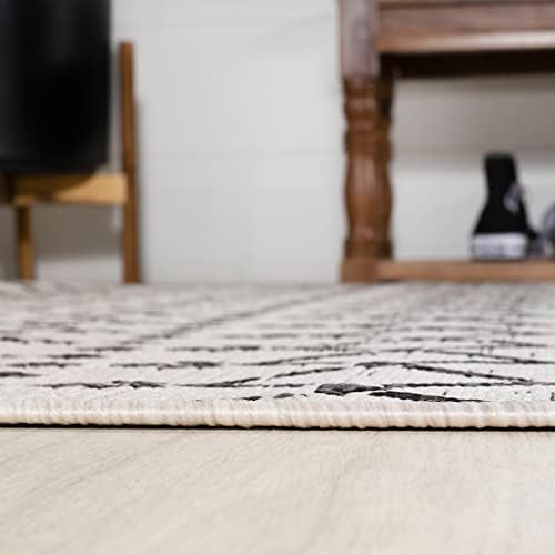 JONATHAN Y Moroccan Geometric Indoor Outdoor Area Rug 8X10 Cream/Black, Ourik...