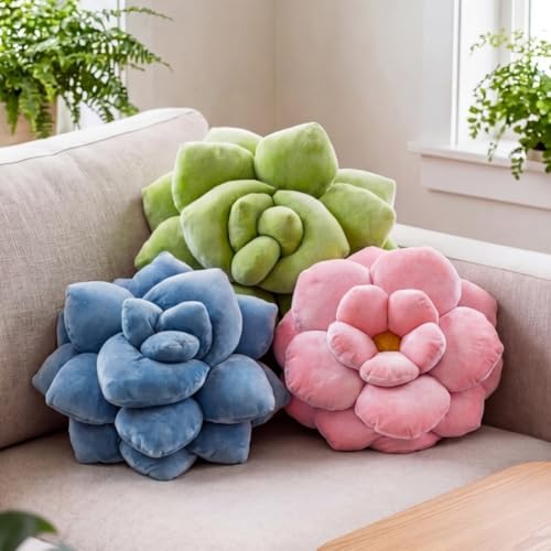 Green Philosophy Co. Succulent® Pillow 16" – Soft 3D Decorative Flower T...