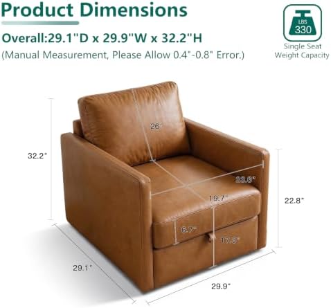 Swivel Accent Chair with Storage, Mid Century Living Room Chairs