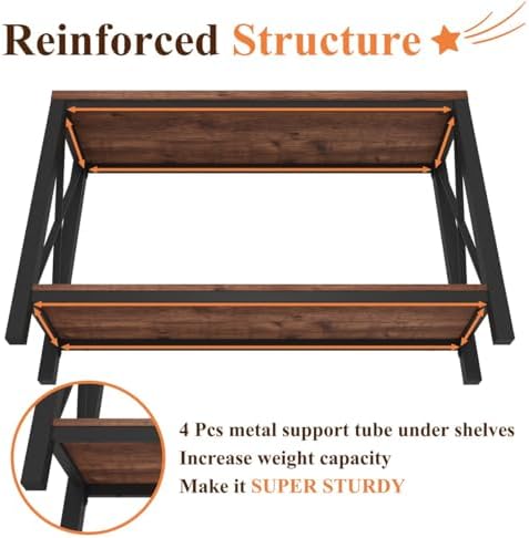 BON AUGURE 2 Tier Console Table for Entryway, Metal Wood Sofa Table Behind Co...