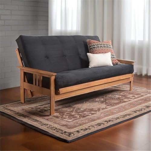 Pemberly Row 7" Full Size Futon Mattress Replacement, Suede Fabric Sleep...