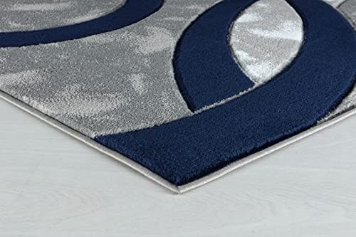 GLORY RUGS Area Rug Modern 4x6 Navy Circles Geometry Soft Hand Carved Contemp...
