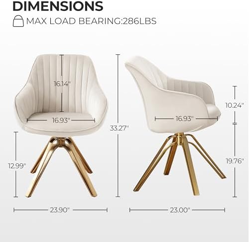 Zouron Mid Century Modern Swivel Accent Chair with Gold Metal Legs, Upholster...
