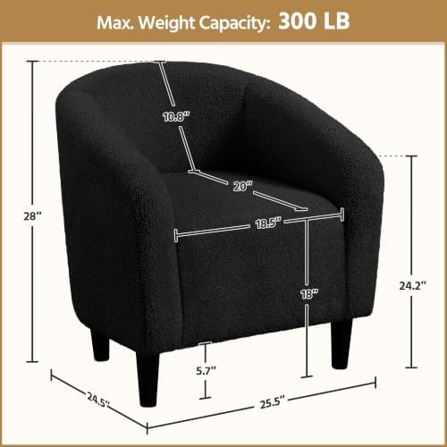 Yaheetech Compact Sherpa Accent Chairs Set of 2 for Small Spaces, Black