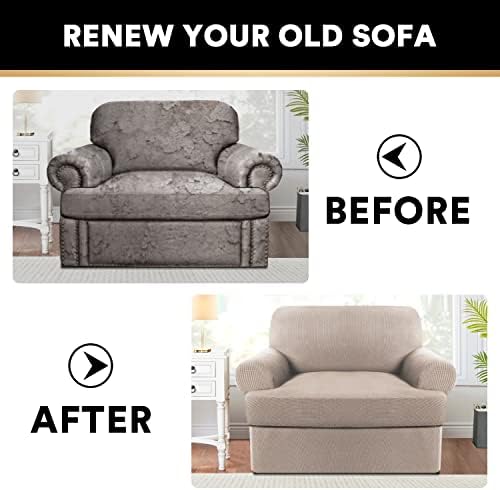PrinceDeco 2 Pieces Armchair Slipcover Stretch Couch Covers for T Cushion Cha...
