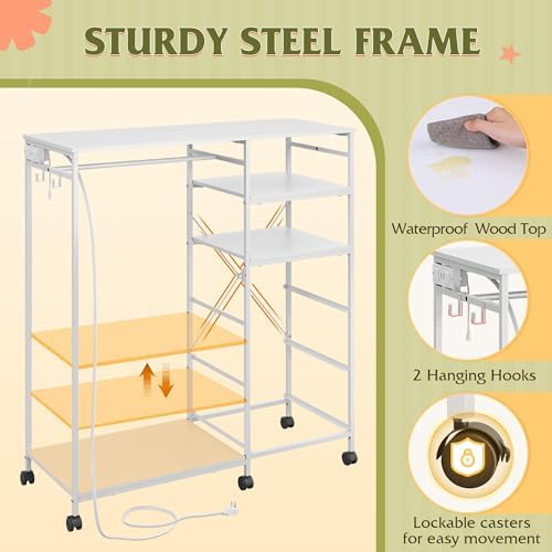 WLIVE LED Dresser for Bedroom, 3 Drawers with Hanging Rack, White