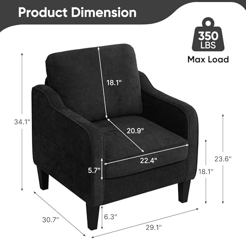 Accent Chair for Living Room, Mid Century Modern Reading Chair for Bedroom, U...