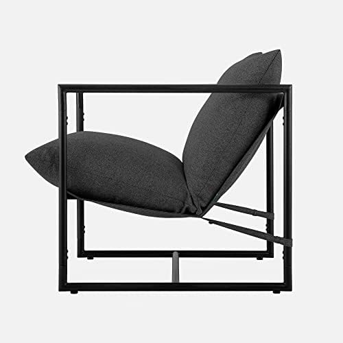 Zinus Aidan Sling Accent Chair, Metal Framed Armchair with Shredded Foam Cush...