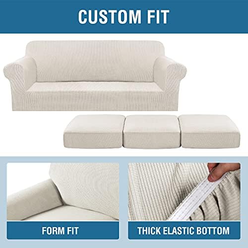 H.VERSAILTEX 4 Piece Stretch Couch Covers for 3 Cushion Couch Sofa Furniture ...