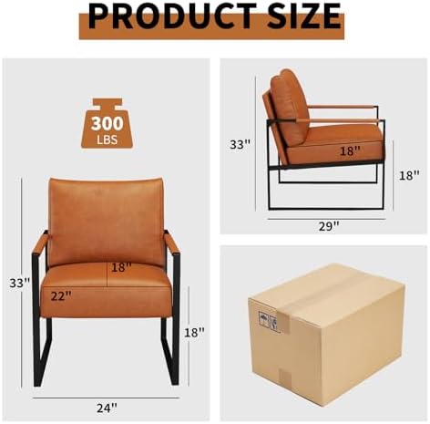 CANMOV Mid Century Modern Accent Chair, PU Leather Armchair with Metal Frame,...