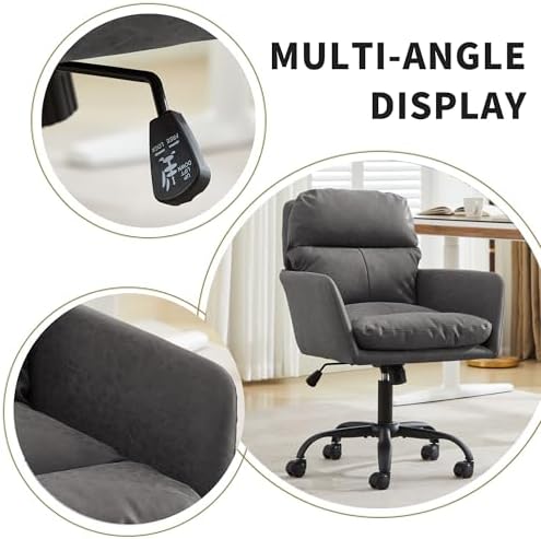 YITAI Adjustable Home Office Desk Chair with Comfy Square Mid-Back, Faux Leat...