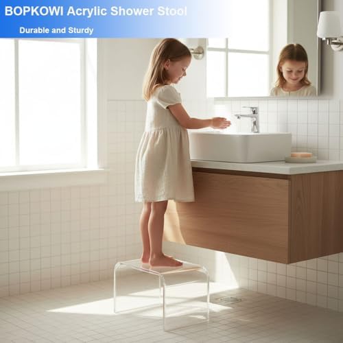 Acrylic Step Stool,Acrylic Stools,Clear Step Stool with Non-Slip for Bathroom...