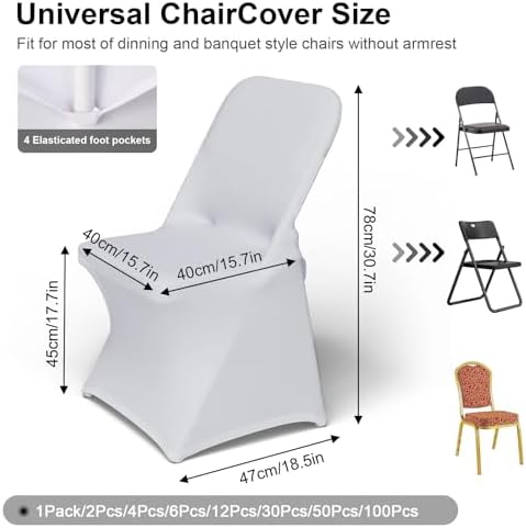 Trlyc White Spandex Chair Covers 100 Pcs for Wedding Party