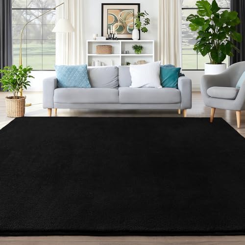 Large Area Rugs for Living Room Bedroom 8x10 Black Rug Ultra Soft