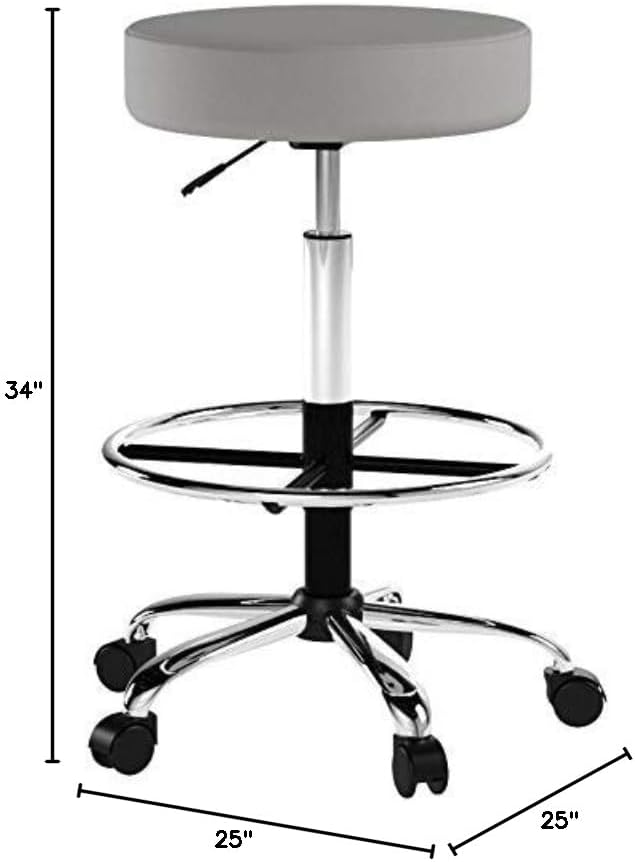 Boss Office Products Adjustable 16" Drafting Stool, Grey