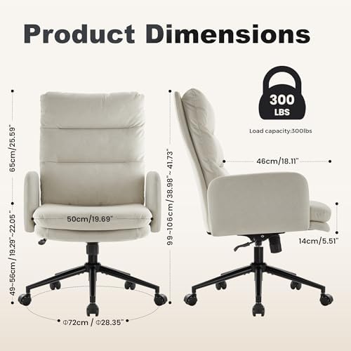 IWMH High Back Home Office Chair,Upholstered Desk Chair with Armrests