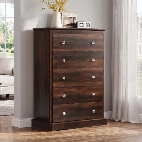 WLIVE 5 Drawer Dresser, 45" Tall Dresser for Bedroom with Exclusive Anti...