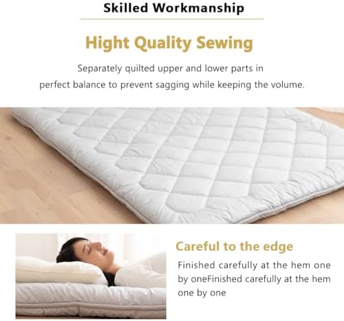 EMOOR Japanese Floor Futon Mattress Anti-Sag Full Made in Japan 100% Cotton C...