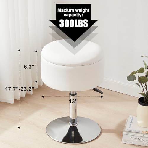 Adjustable Vanity Stool with Storage Swivel Vanity Chair Makeup