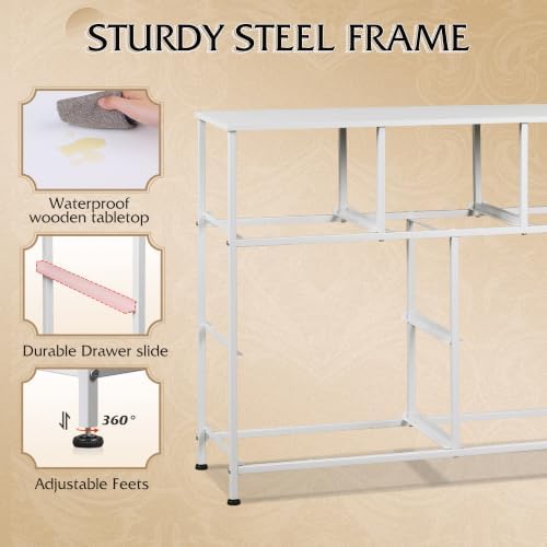 WLIVE Dresser for Bedroom, 7 Drawers, TV Stand, White