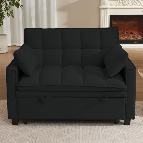 Convertible Sofa Bed, Loveseat Sleeper Sofa with Pull Out Bed and Adjustable ...