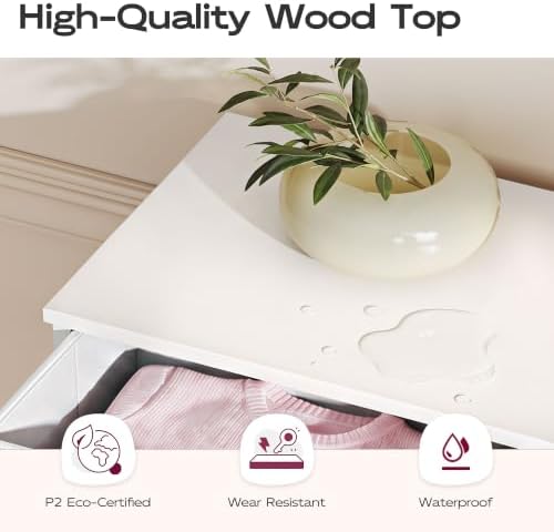 WLIVE Small Dresser Nightstand for Bedroom, 3 Drawers, White