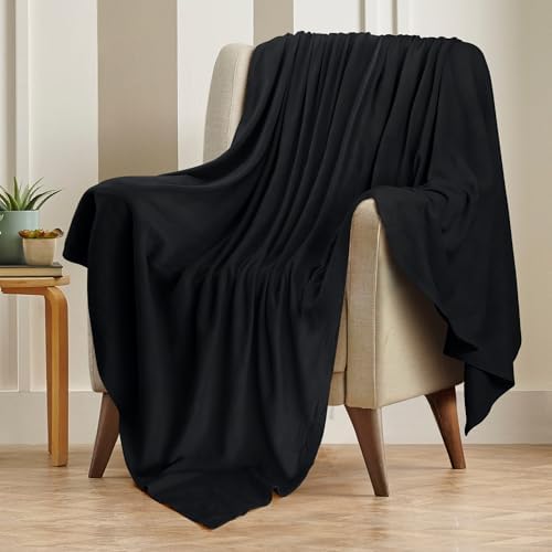 Utopia Bedding 100% Cotton Thermal Blanket Black Twin, 90x72 Inches