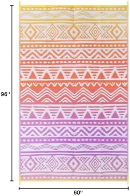 Lahome Outdoor Rug Waterproof, 5x8ft Outdoor Plastic Straw Rug for Camping