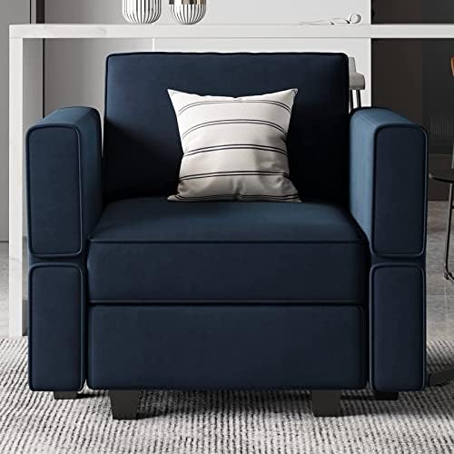 Belffin Modular Sectional Arm Accent Chair with Storage Seat Velvet Armchair ...