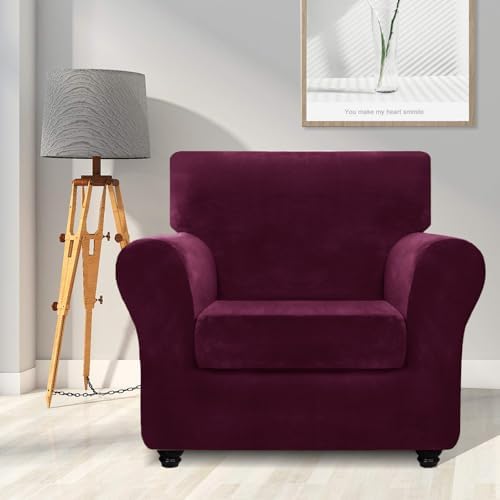 ZNSAYOTX Luxury Velvet Chair Slipcovers with Arm 2 Piece Stretch Chair Covers...