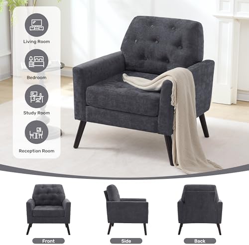 Accent Chair for Living Room, Mid Century Modern Reading Chair, Upholstered A...