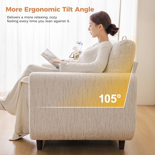 38'' Oversized Accent Chair with Under Seat Storage,Chenille,White