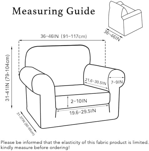 Turquoize 2 Piece Chair Covers for Living Room Armchair Cover Armchair Slipco...