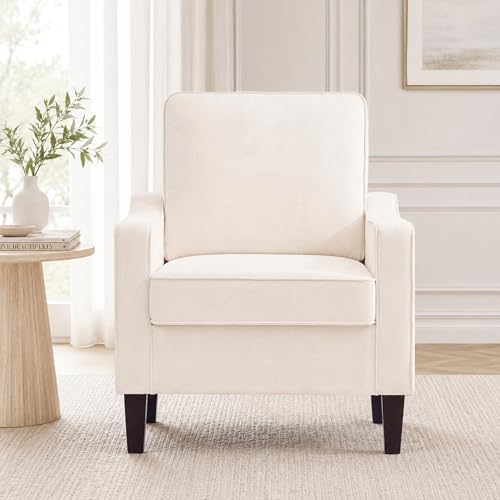 Comfy Accent Chair for Living Room, Modern Reading Chair for Bedroom, Beige |...