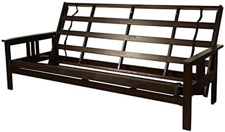 HomeStock Queen Size Wood Futon Frame, Classic Mission Arms, Solid Antique Fi...